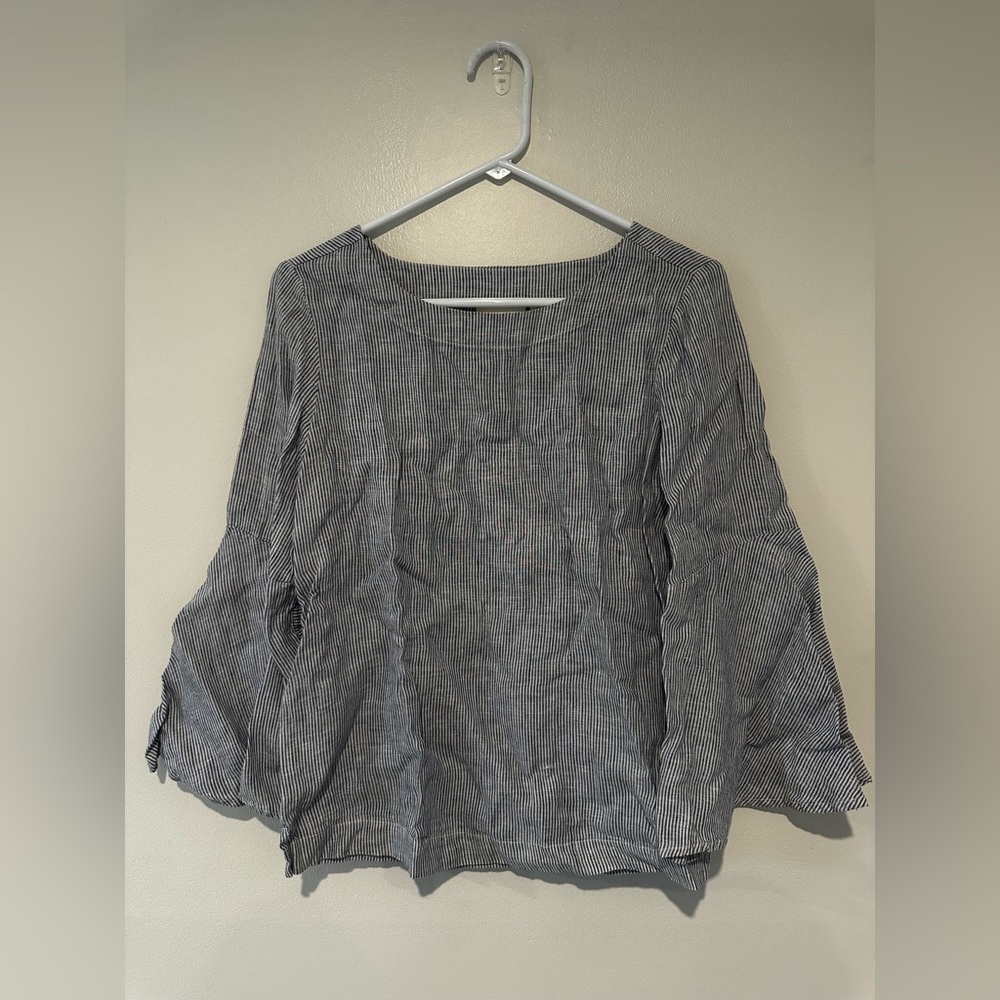 Cynthia Rowley Blue and White Striped Linen Blouse